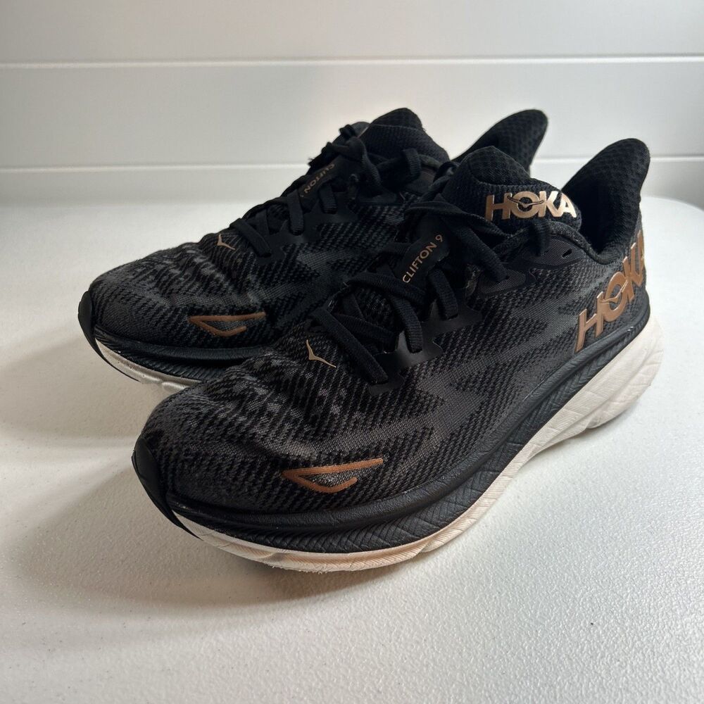 Hoka One One Women’s Shoes Size 7 D Clifton 9 Black Rose Running Sneakers - Picture 7 of 12